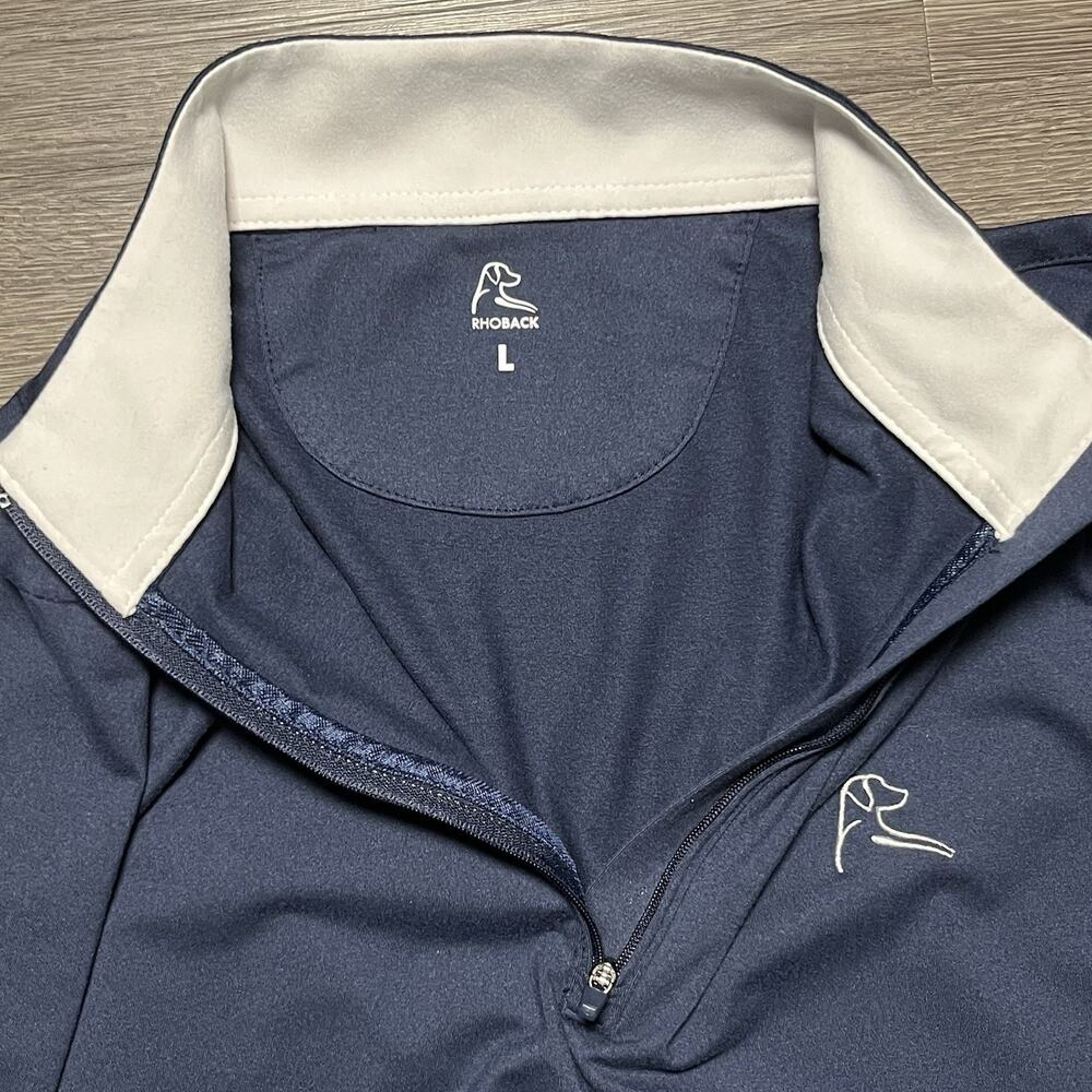 Rhoback Solid Performance Q-Zip Women's Large Fleet Navy TARGA Logo Golf EUC - Picture 6 of 13